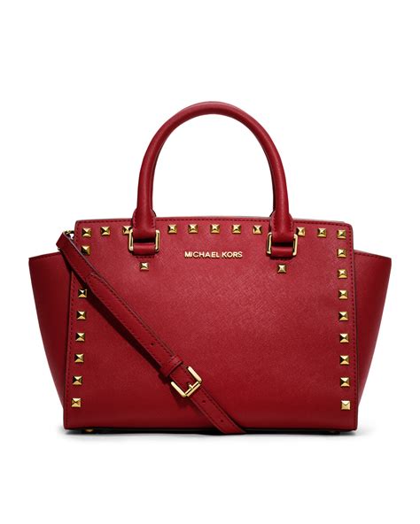 michael kors selma medium satchel red|Michael Kors selma studded.